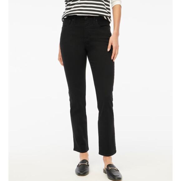 J.Crew Essential Straight Jeans WMNS 27 Black Mid-Rise All-Day Stretch Zip Fly - Picture 1 of 8